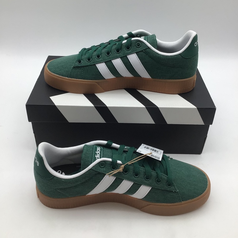 Adidas Daily 3.0 Mens Green Canvas Gum Sole Sneakers IF7487 Size 8 NEW - Picture 2 of 7